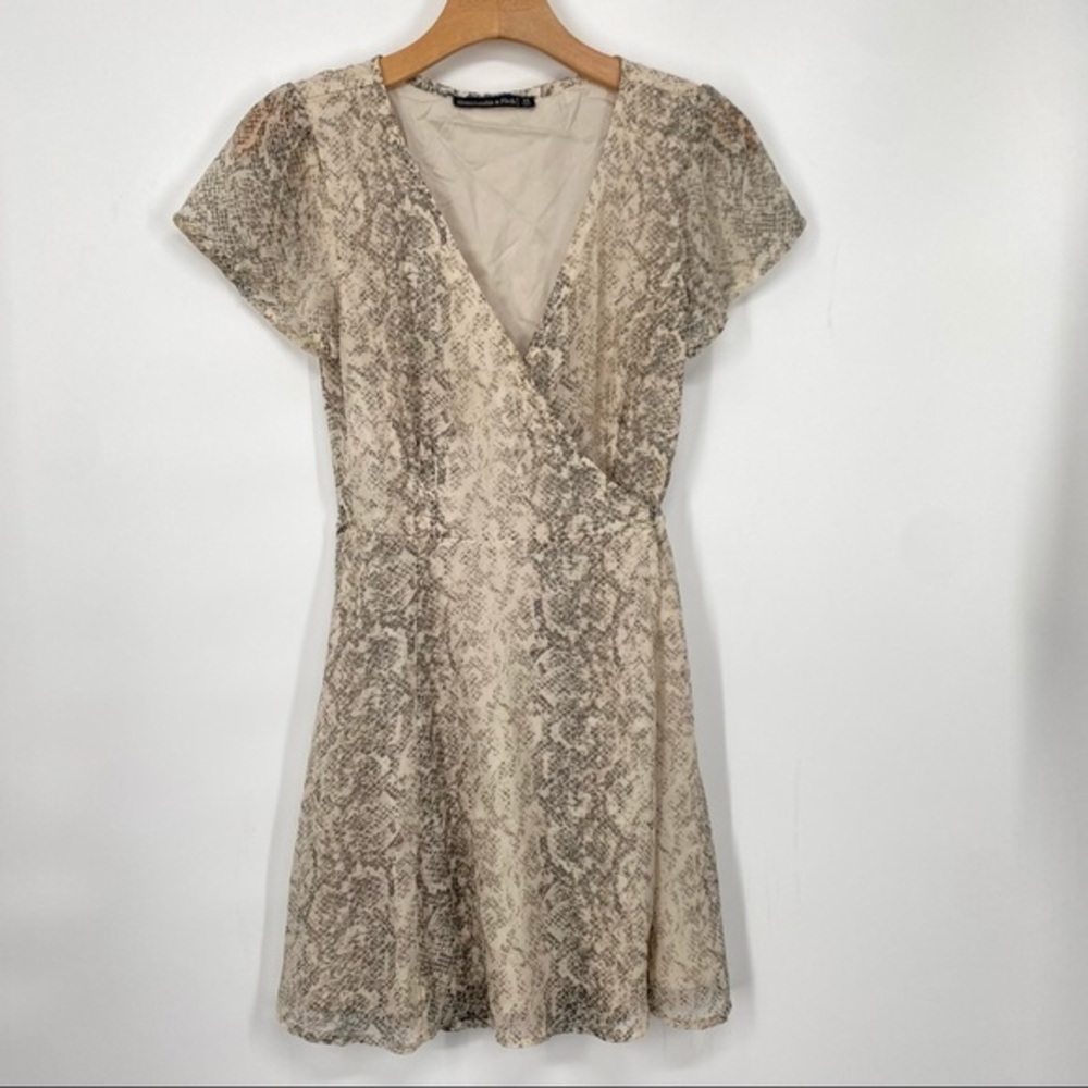 Abercrombie & Fitch Snakeskin Print Wrap Mini Dress